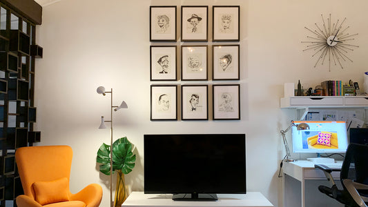 DIY mid-century modern Hollywood Memory Wall of Sinatra, Marilyn and friends, with IKEA frames and online images