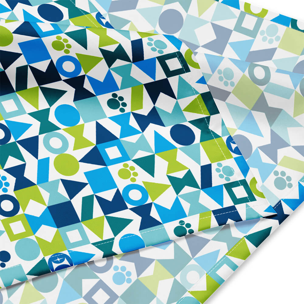 Mid Century Modern Blue Pawzl Pet Bandana fabric detail