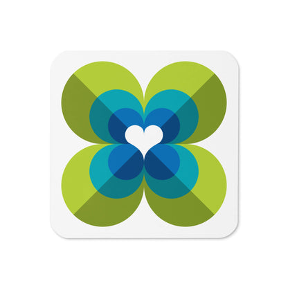 Mid Century Modern Aqua Green LoverLeaf Square Coaster top view