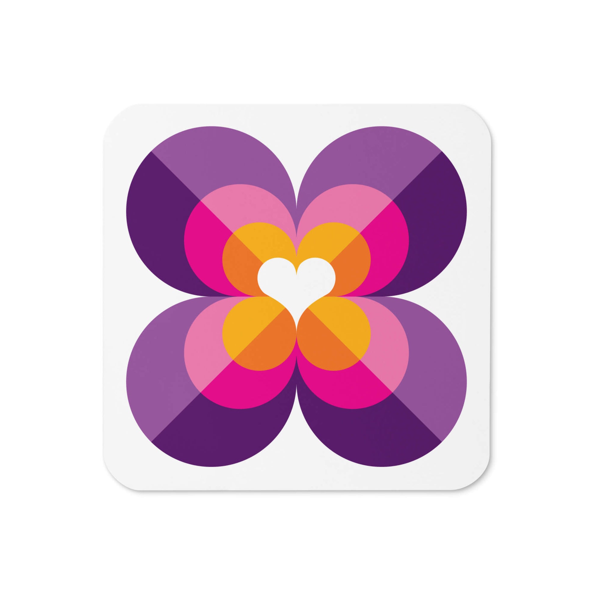 Mid Century Modern Purple LoverLeaf Square Coaster top view