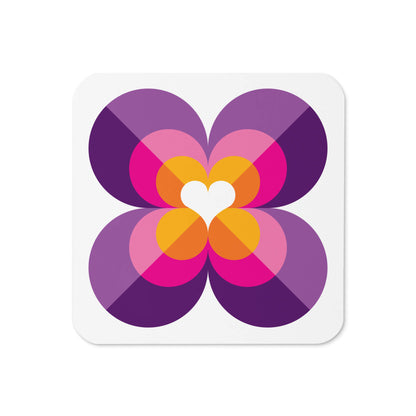 Mid Century Modern Purple LoverLeaf Square Coaster top view