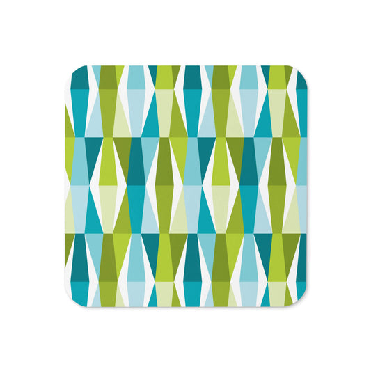 Mid Century Modern Aqua Green LozAnges Square Single Coaster top view