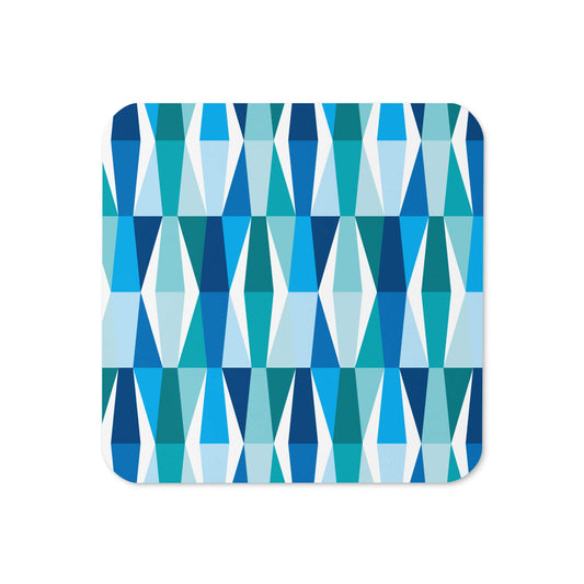 Mid Century Modern Blue LozAnges Square Single Coaster top view