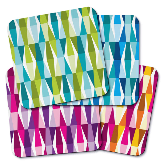 Mid Century Modern Multicolor LozAnges Square Coasters Set of 4 top view