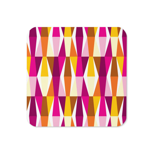 Mid Century Modern Orange LozAnges Square Single Coaster top view