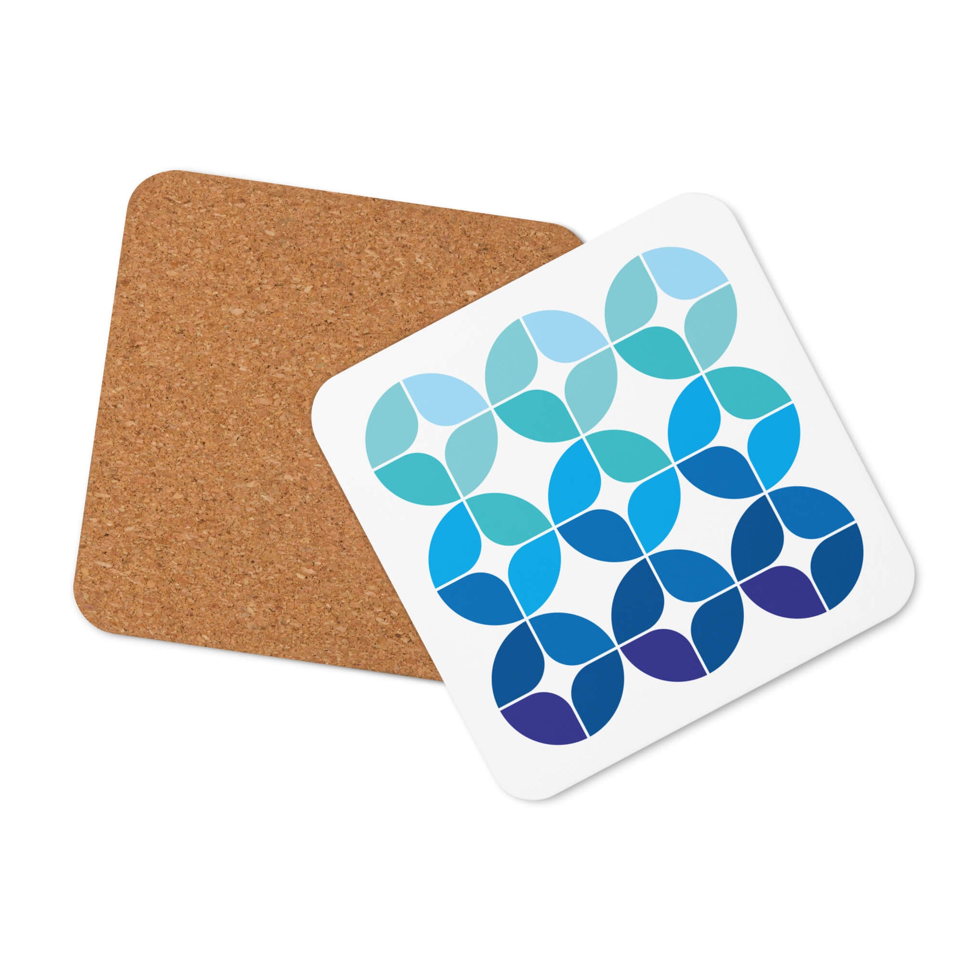 Mid Century Modern Blue StarChips Square Single Coaster with cork bottom