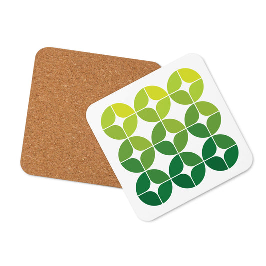 Mid Century Modern Green StarChips Square Single Coaster with cork bottom