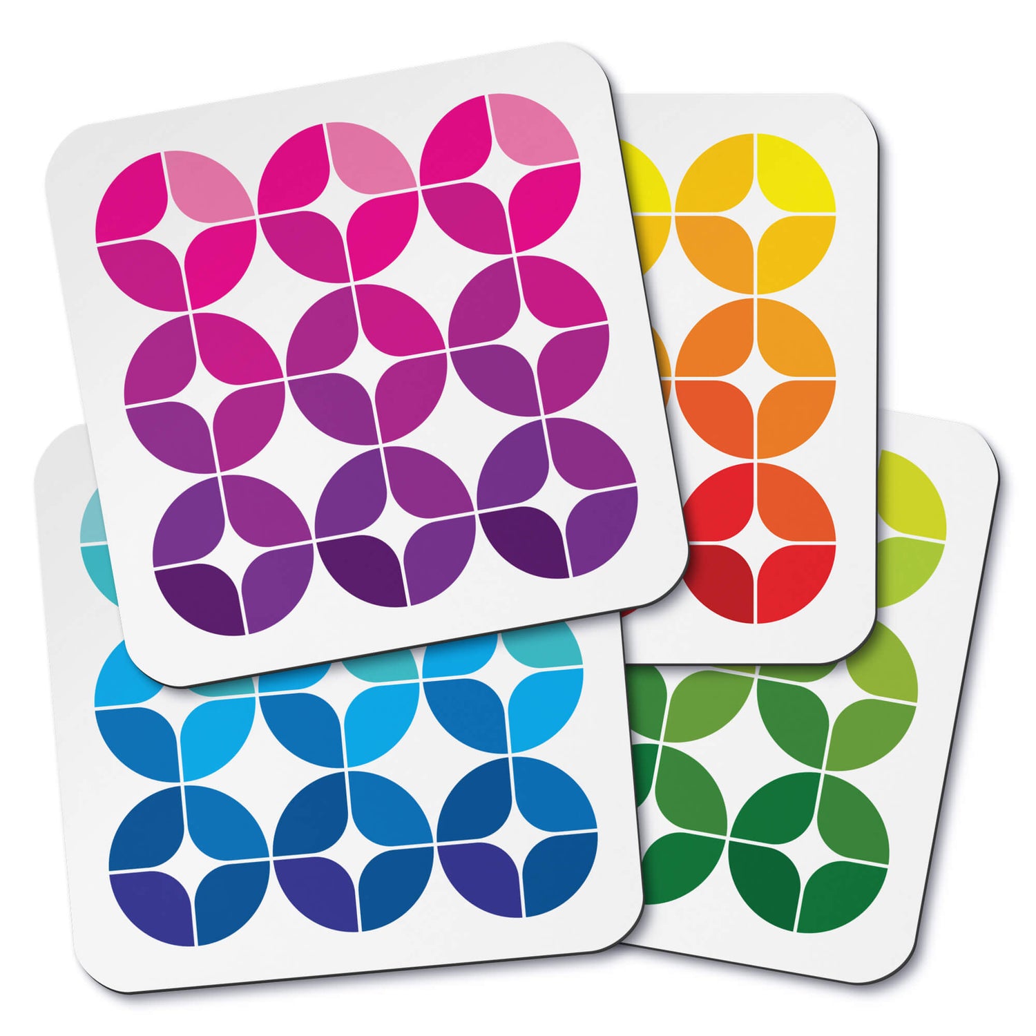 Mid Century Modern Multicolor StarChips Square Coasters Set of 4 top view
