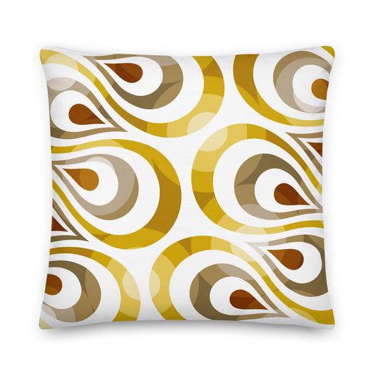 Mid Century Modern Shag Gold TearDrops 18" Square Throw Pillow front view