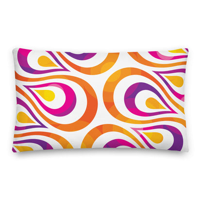 Mid Century Modern Orange Purple TearDrops 20" x 12" Rectangular Throw Pillow front view