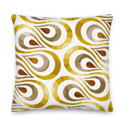 Mid Century Modern Shag Gold TearDrops 22" Square Throw Pillow front view