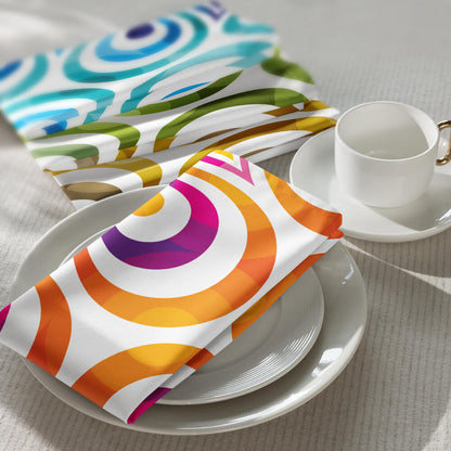 Mid Century Modern Multicolor TearDrops Cloth Napkins Set of 4 with coffee