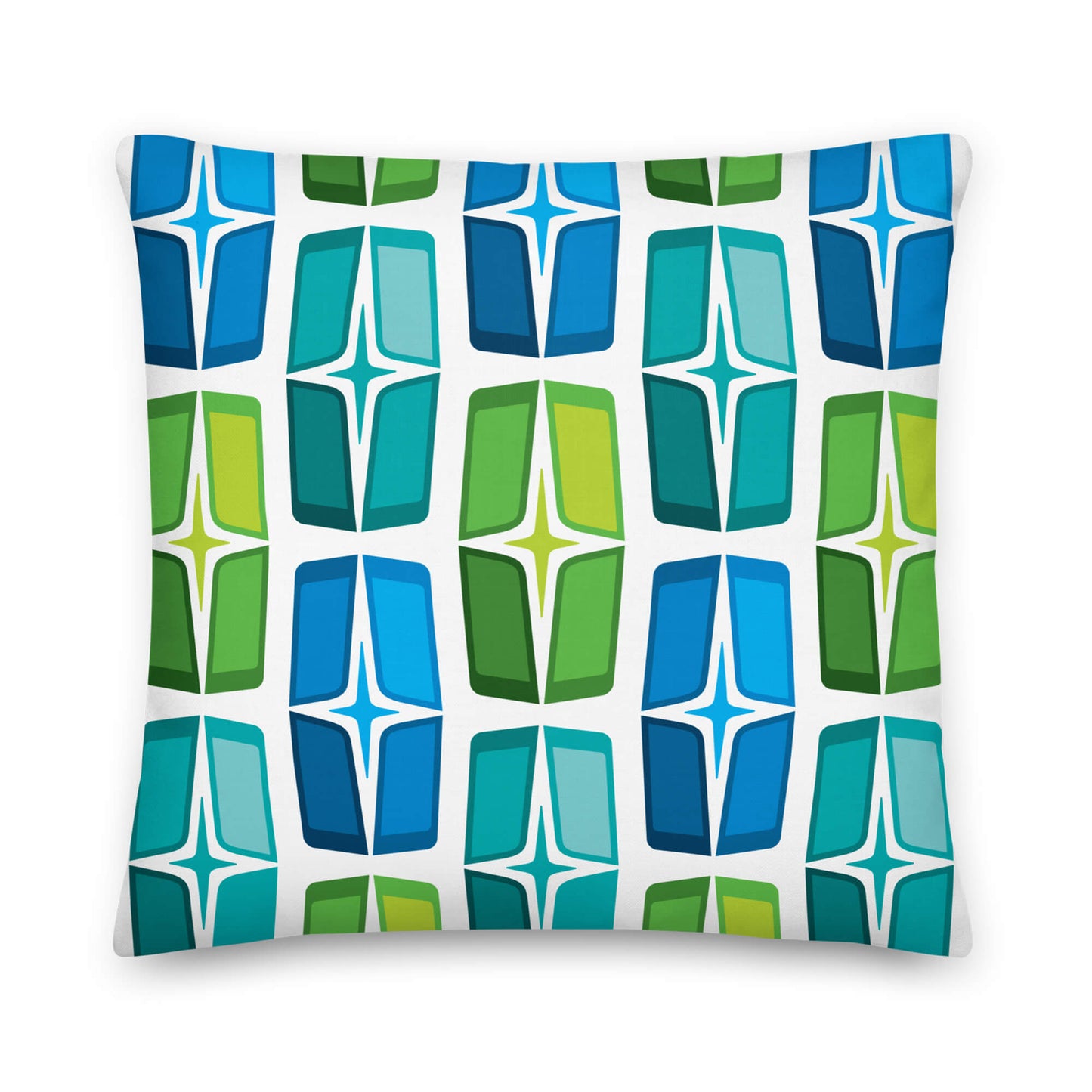 Mid Century Modern Blue Aqua AstroShields 18" Square Outdoor Pillow front view