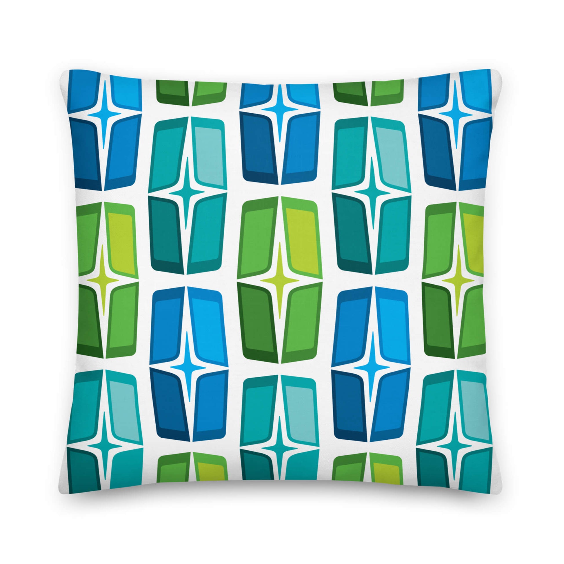Mid Century Modern Blue Aqua AstroShields 18" Square Outdoor Pillow front view