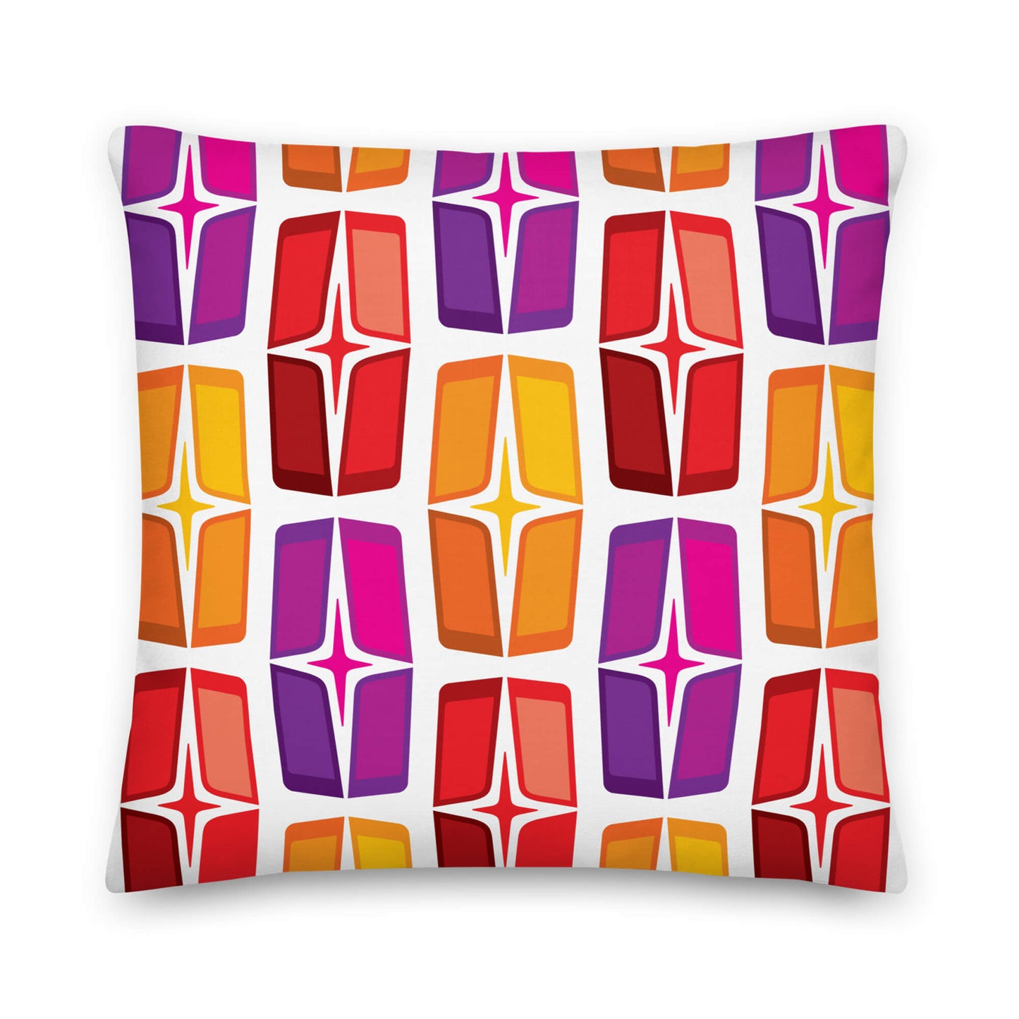 Mid Century Modern Orange Purple AstroShields 18" Square Outdoor Pillow front view