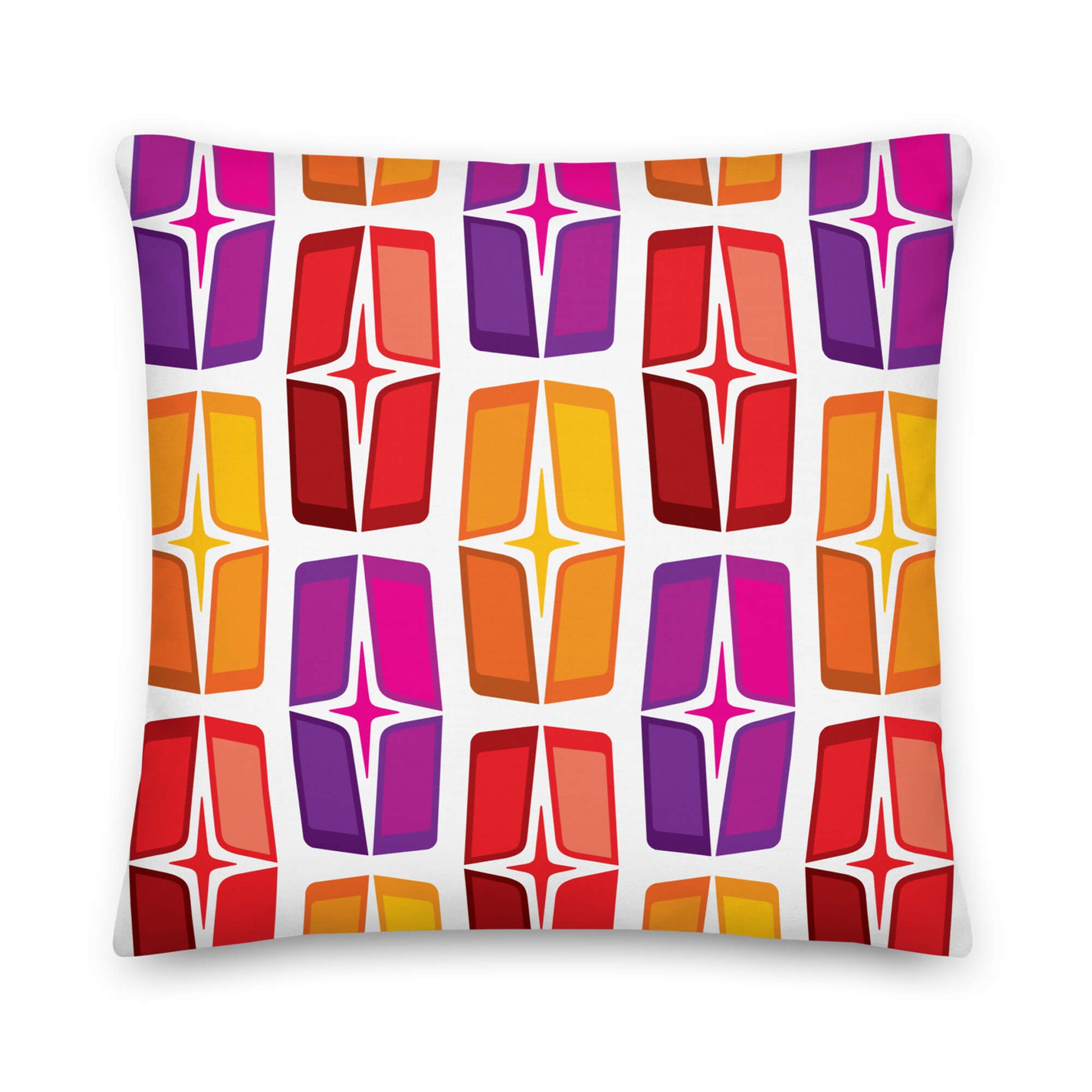Mid Century Modern Orange Purple AstroShields 18" Square Outdoor Pillow front view
