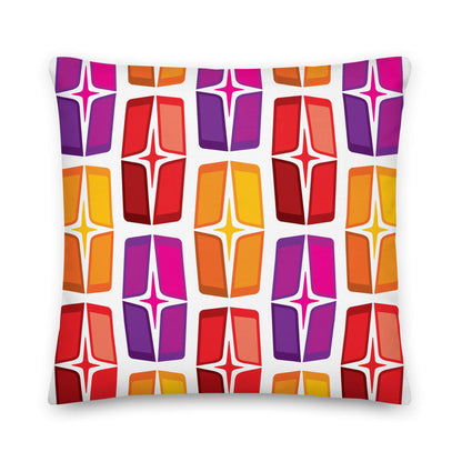 Mid Century Modern Orange Purple AstroShields 18" Square Outdoor Pillow front view