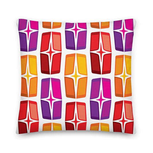 Mid Century Modern Orange Purple AstroShields 18" Square Outdoor Pillow front view