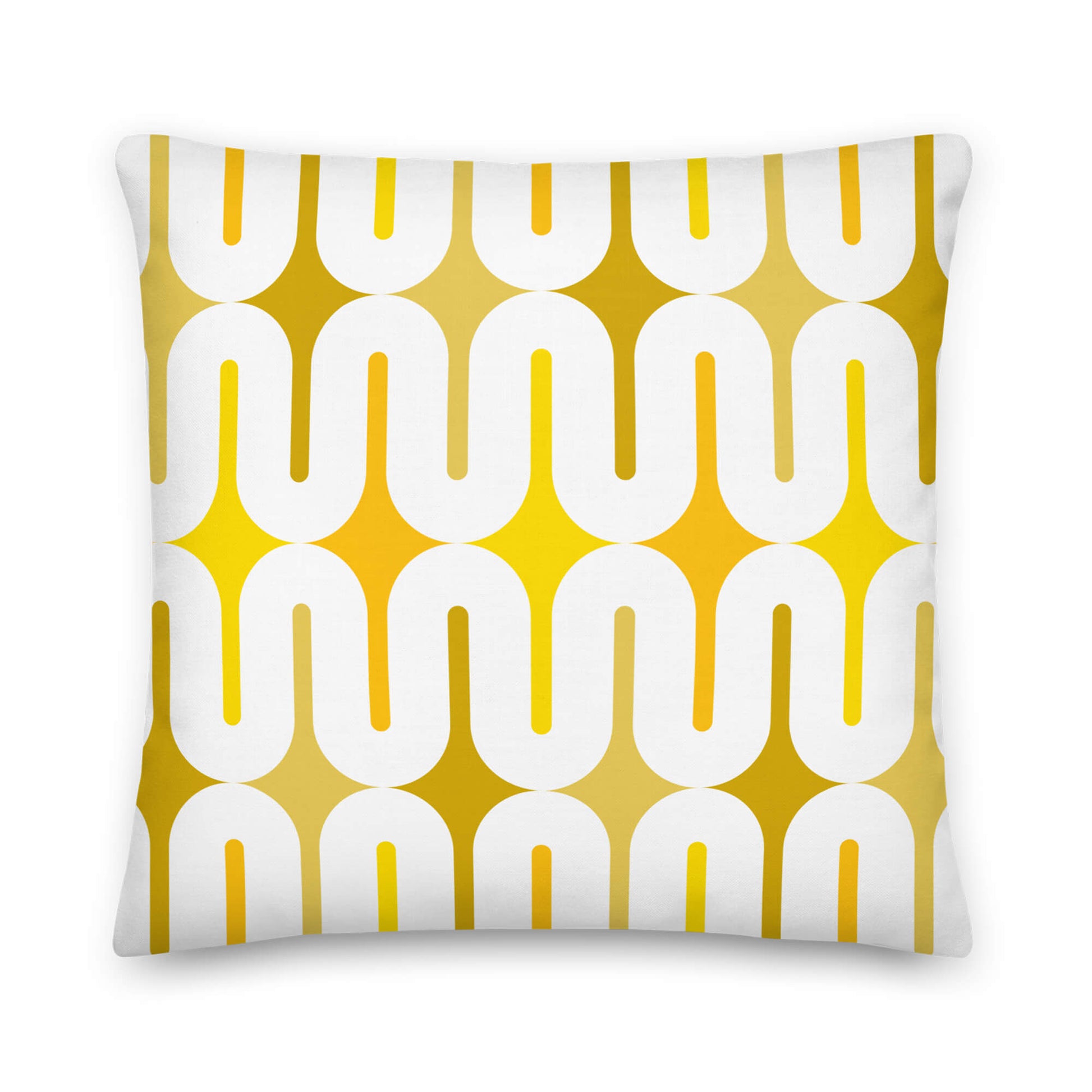 Mid Century Modern Yellow Galaxie 18" Outdoor Pillow front view