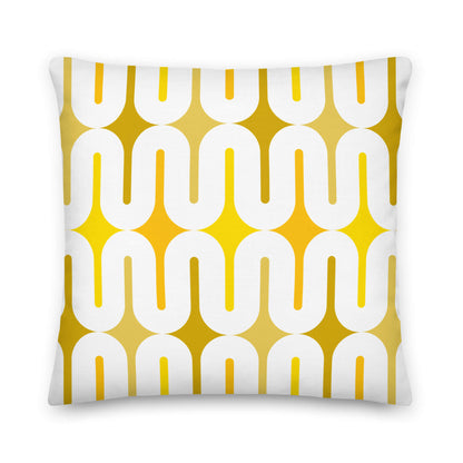 Mid Century Modern Yellow Galaxie 18" Outdoor Pillow front view