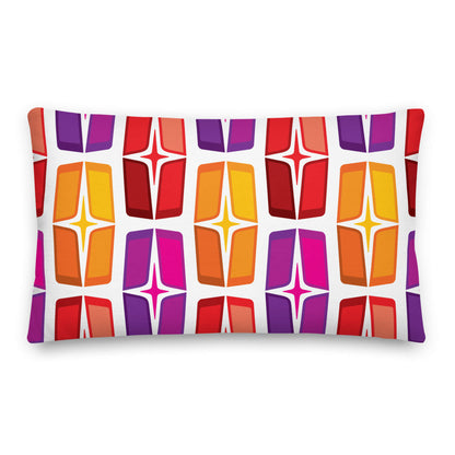 Mid Century Modern Orange Purple AstroShields 20" x 14" Rectangular Outdoor Pillow front view