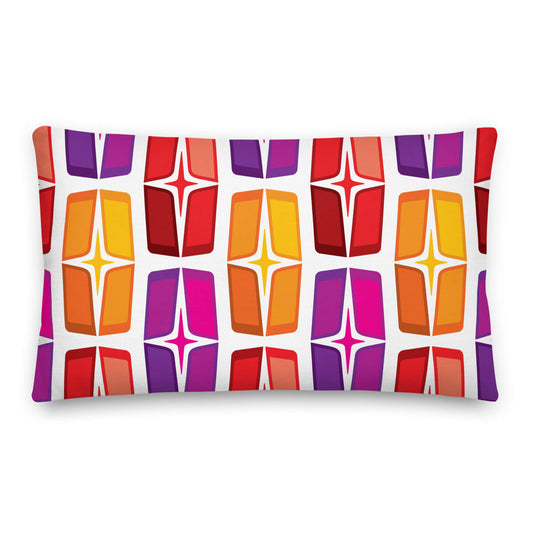 Mid Century Modern Orange Purple AstroShields 20" x 14" Rectangular Outdoor Pillow front view