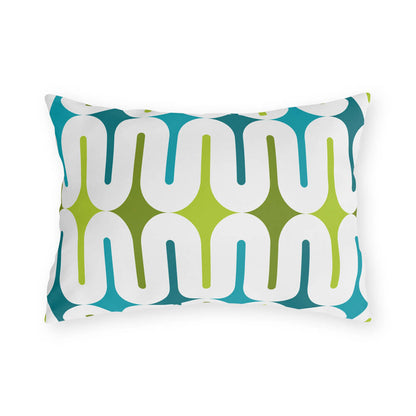 Mid Century Modern Aqua Green Galaxie 20" x 14" Outdoor Pillow front view