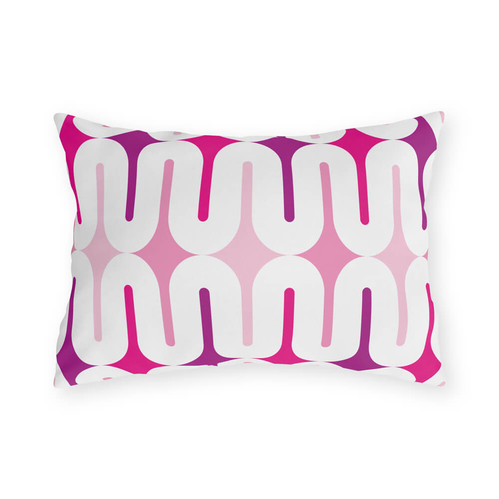 Mid Century Modern Pink Galaxie 20" x 14" Outdoor Pillow front view