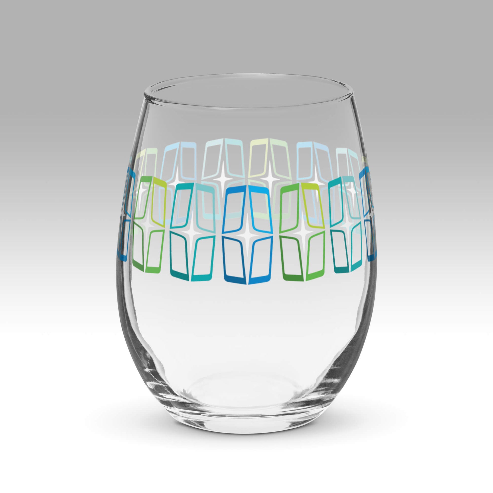 Mid Century Modern Blue AstroShields 15 oz Stemless Wine Glass – Mid  Century Style Shop