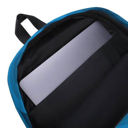 Mid Century Modern Blue SpaceCadet Backpack inside laptop pocket