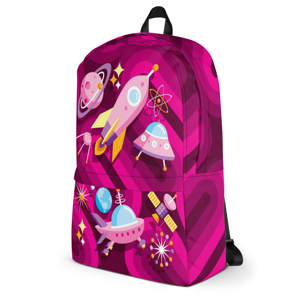 Mid Century Modern Pink SpaceCadet children Backpack right side