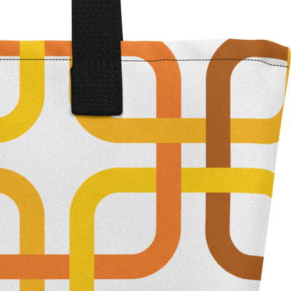 Mid Century Modern Orange PanAmTrays Beach Bag fabric close-up