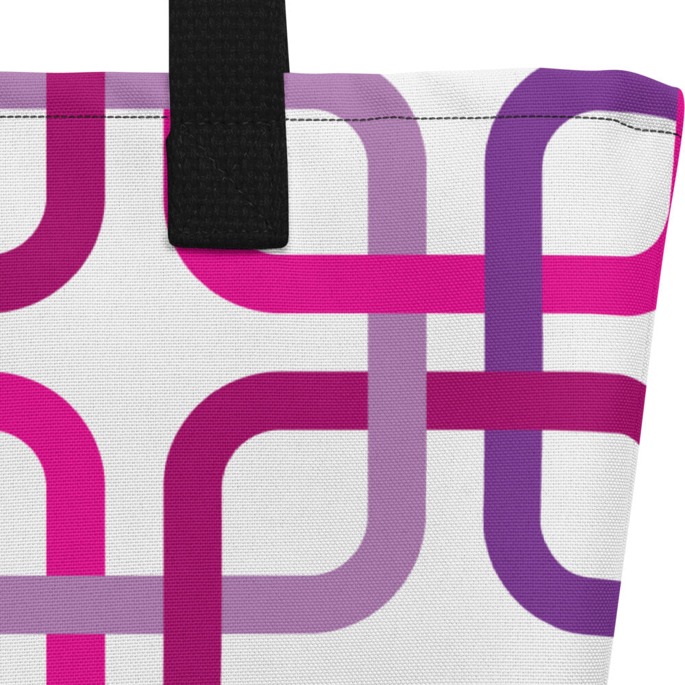 Mid Century Modern Pink PanAmTrays Beach Bag fabric close-up