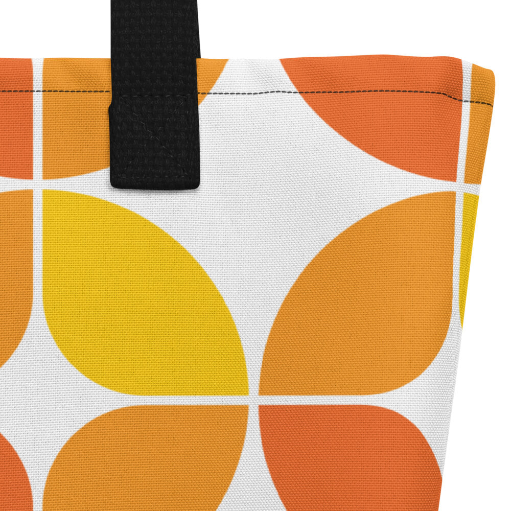 Mid Century Modern Purple Orange StarChips Beach Bag fabric detail