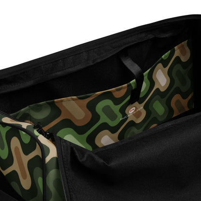 Mid Century Modern Camo ZipperDee Duffle Bag showing inside pocket