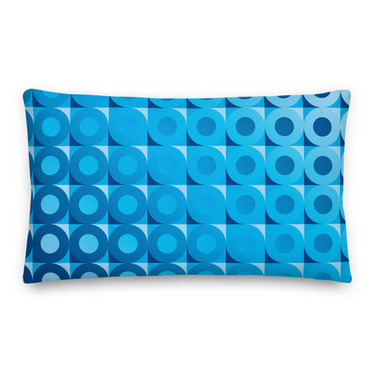 Mid-century Modern Blue LifeSavers 20" x 12" Rectangular Throw Pillow front view