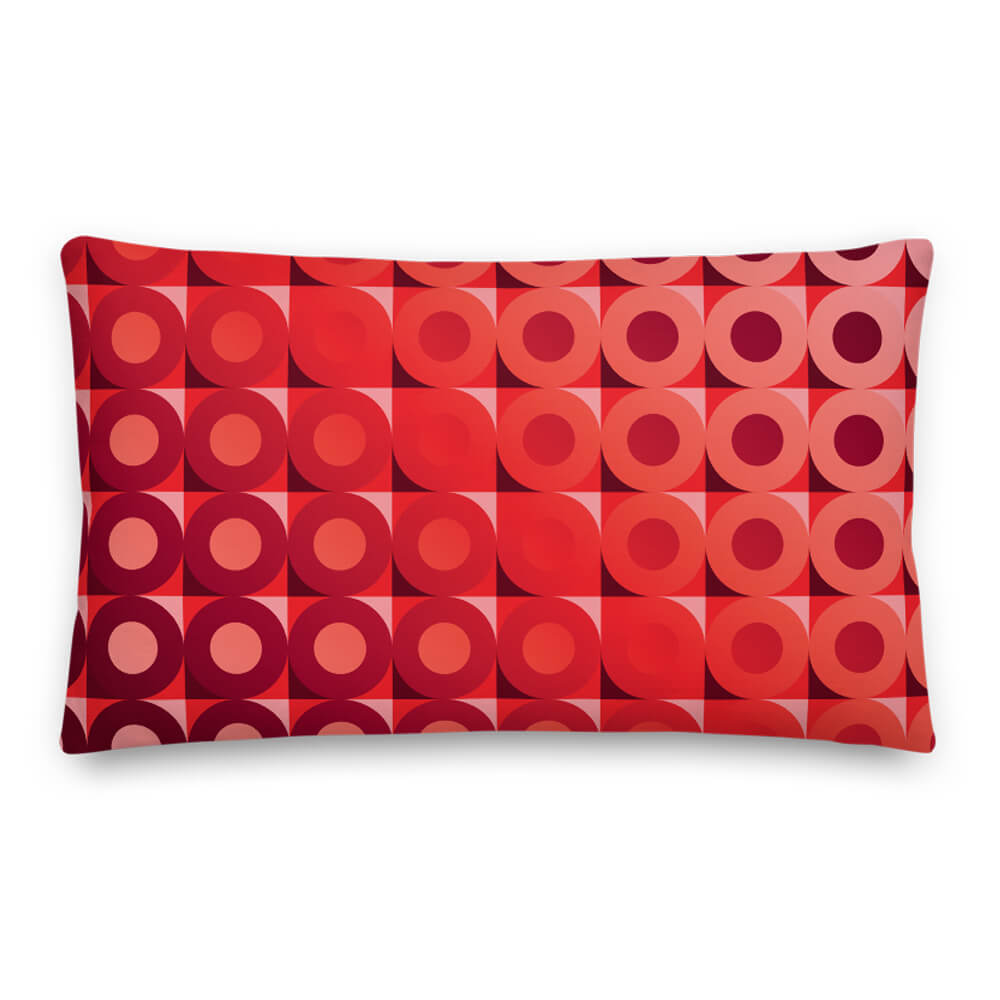 Mid Century Modern Coral Red LifeSavers 20" x 12" Rectangular Throw Pillow front view