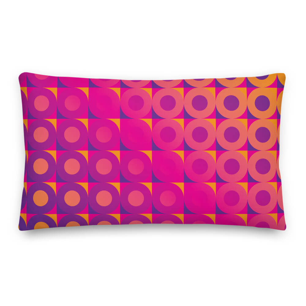 Mid Century Modern Orange Pink LifeSavers 20" x 12" Rectangular Throw Pillow front view