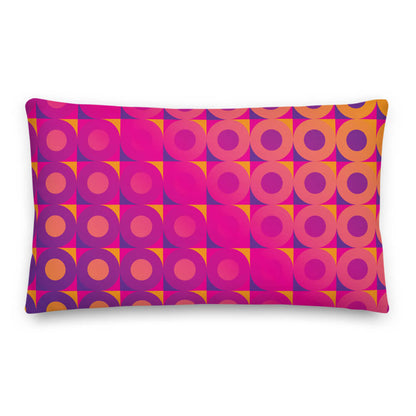 Mid Century Modern Orange Pink LifeSavers 20" x 12" Rectangular Throw Pillow front view