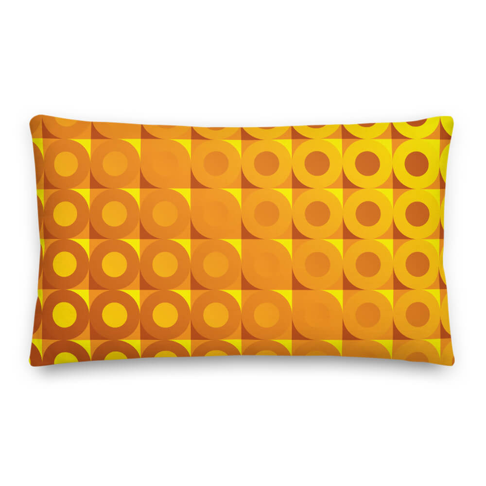 Mid Century Modern Orange Yellow LifeSavers 20" x 12" Rectangular Throw Pillow front view