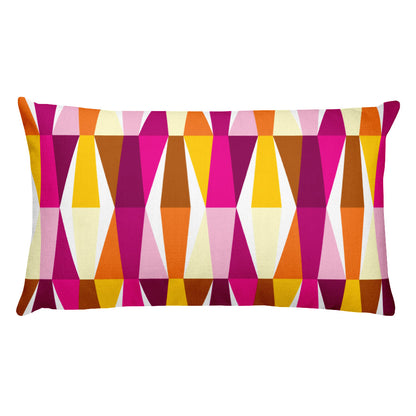 Mid Century Modern Orange Pink LozAnges 20" x 12" Rectangular Cushion Throw Pillow