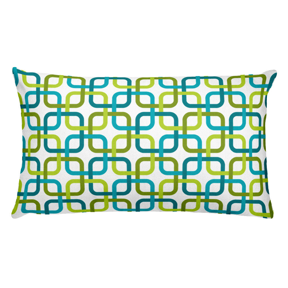 Mid Century Modern Green PanAmTrays 20" x 12" Rectangular Cushion Throw Pillow