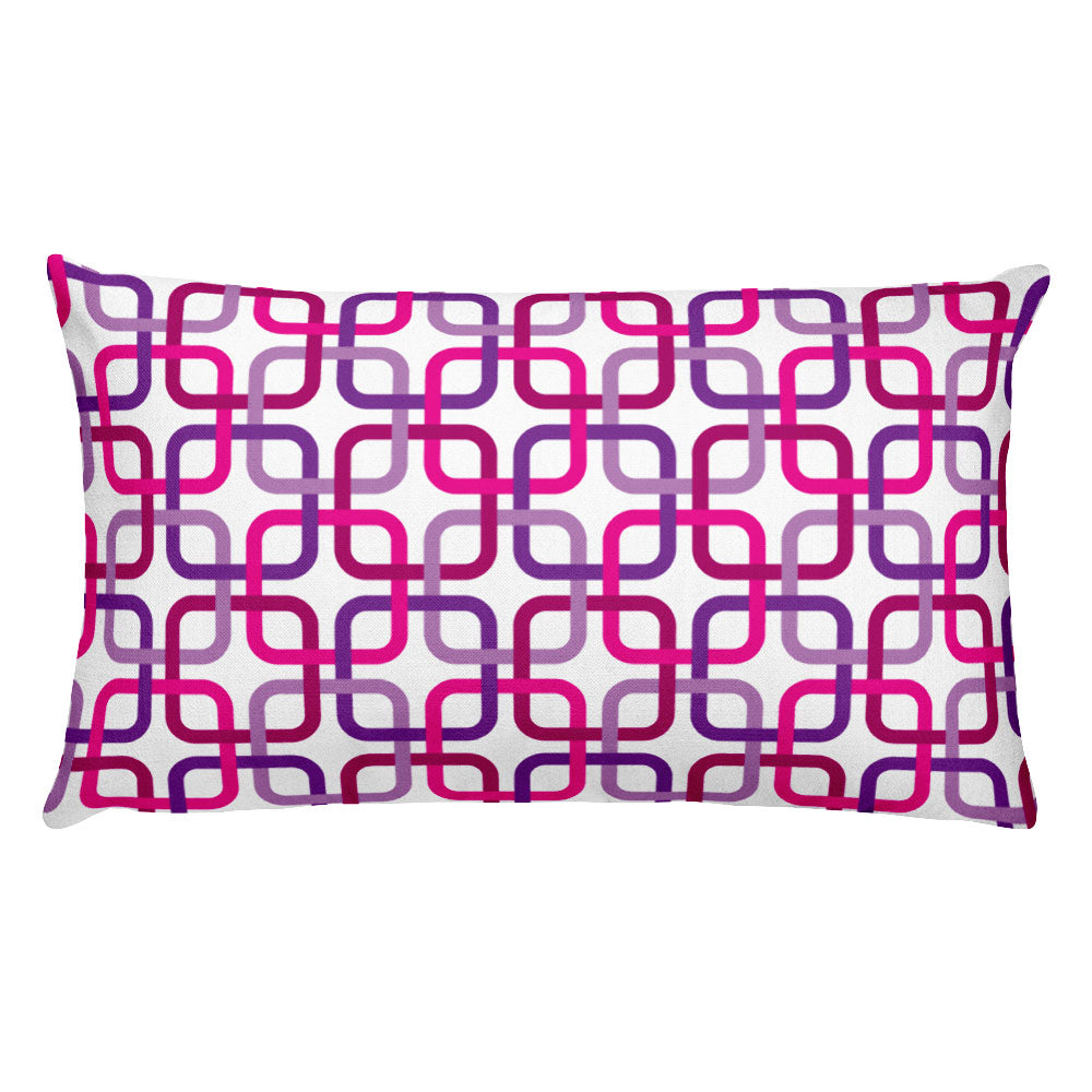 Mid Century Modern Pink PanAmTrays 20" x 12" Rectangular Cushion Throw Pillow