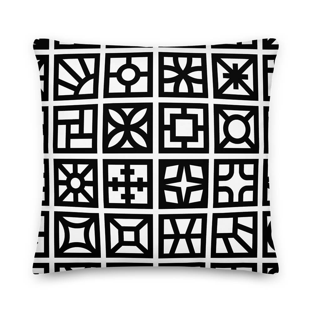 Copy of Mid Century Modern Black and White Breeze Blocks 18" Square Throw Pillow front view