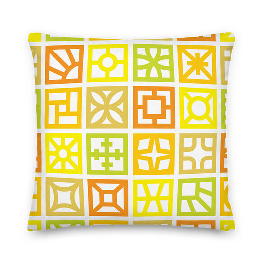 Mid Century Modern Yellow Breeze Blocks 18" Square Throw Pillow front view