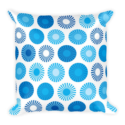 Mid Century Modern Blue FlowerPower 18" Square Cushion Throw Pillow