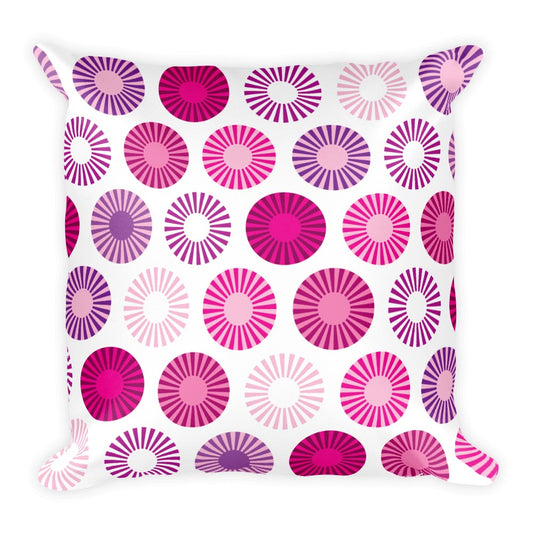 Mid Century Modern Pink FlowerPower 18" Square Cushion Throw Pillow