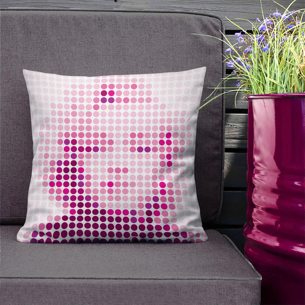 Mid Century Modern Hollywood Stars Pink Marilyn 18" Square Throw Pillow on a patio bench