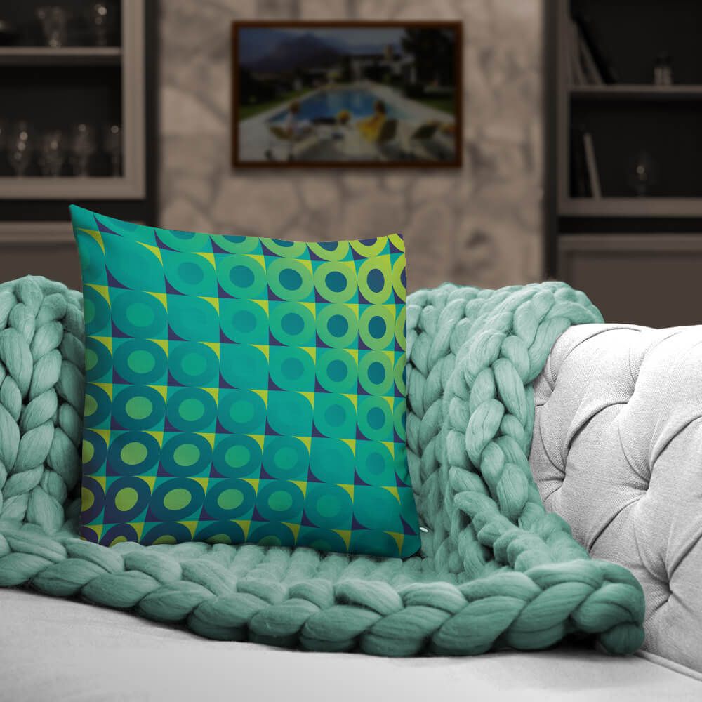 Aqua sofa online pillows