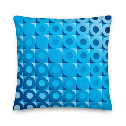 Mid Century Modern Blue LifeSavers 18" Square Throw Pillow front view